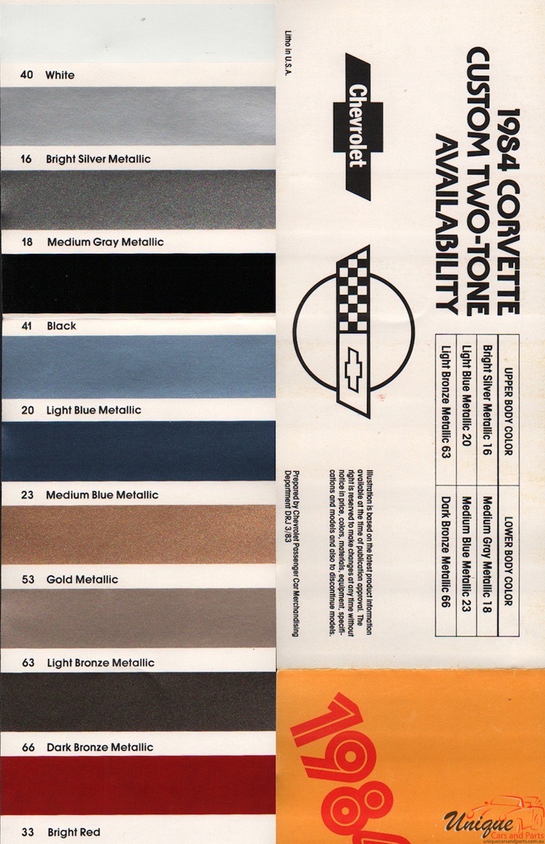 1984 Corvette Paint Charts Corporate